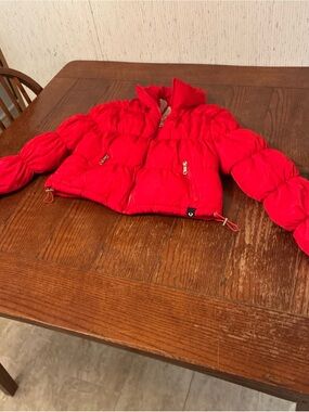 True Religion Puffer Jacket Women's S/P Red Zip Up Cropped